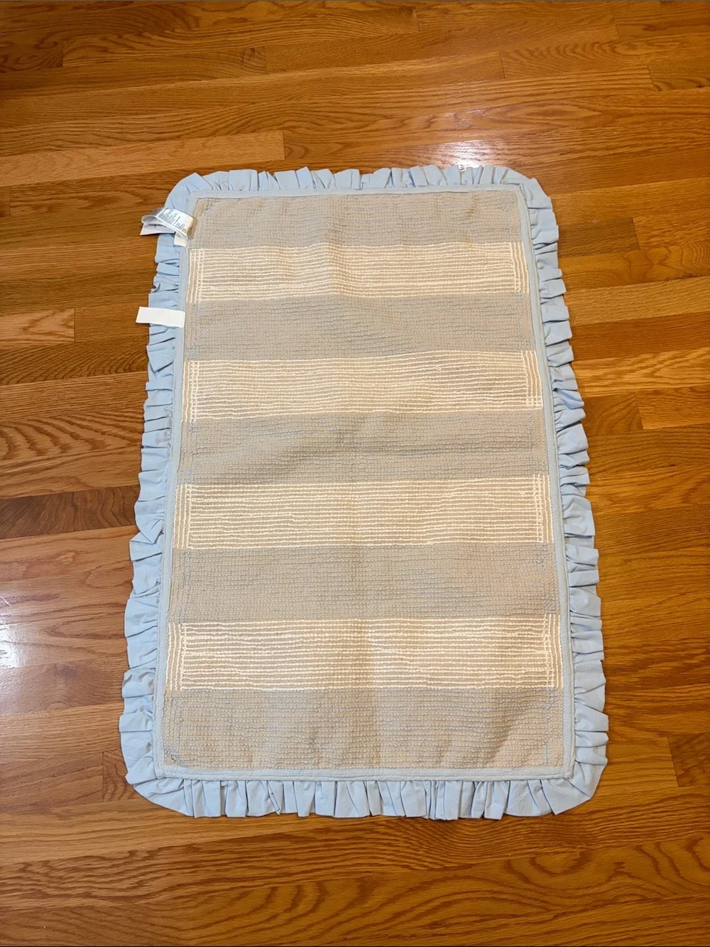 Anthropologie Ruffled Stripe Tufted Bath Mat NWT